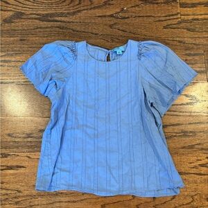 Blue Short Sleeve Blouse